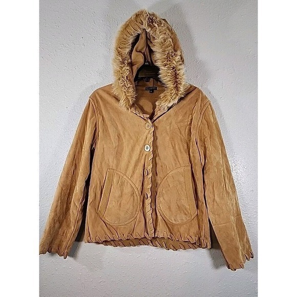effeci* Y2K Velvet & Faux Fur Hooded Jacket Fleece Lined *Sz M - Picture 2 of 9